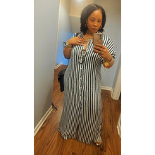 Load image into Gallery viewer, Panda Stripe Button Down Dress
